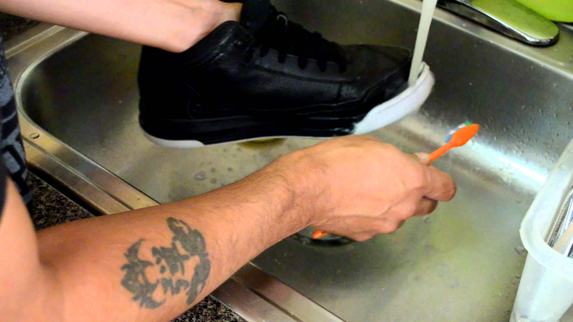 cleaning shoe soles